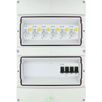 Eaton componenten in waterdichte (IP55) groepenkast 6 aardlekautomaten 3 fase 250x370 (BxH)