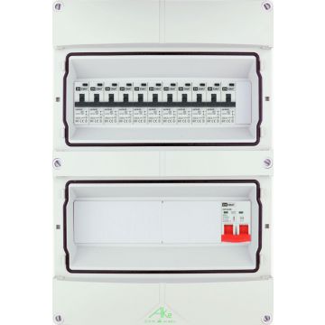 EMAT Schneider waterdichte (IP55) groepenkast 11 aardlekautomaten 1 fase 250x370 (BxH) 
