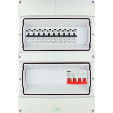 EMAT Schneider waterdichte (IP55) groepenkast 10 aardlekautomaten 3 fase 250x370 (BxH) 