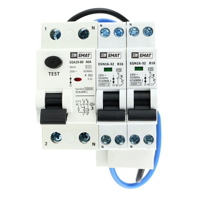 Miniatuur van EMAT uitbreidingsset 1 aardlekschakelaar 2P 40A, 2 installatieautomaat 1P+N 16A B-Kar (85015001)