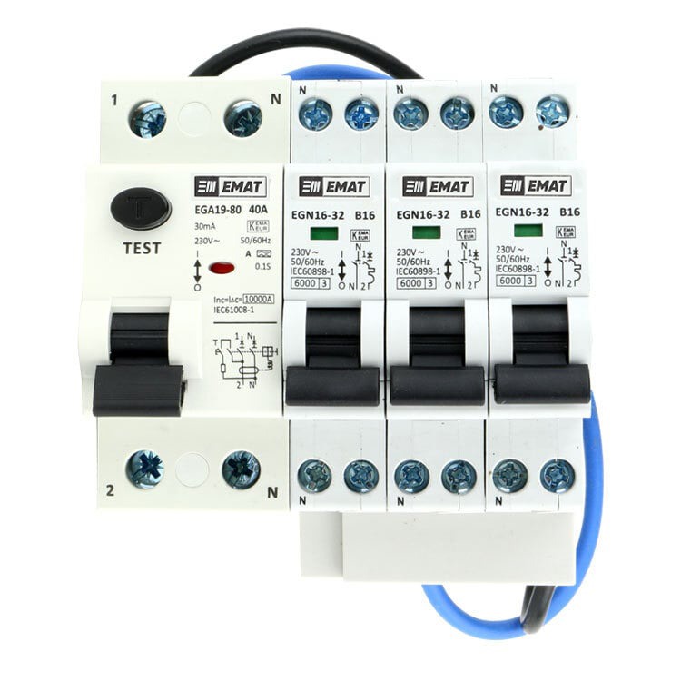 Miniatuur van EMAT uitbreidingsset 1 aardlekschakelaar 2P 40A, 3 installatieautomaat 1P+N 16A B-Kar (85015002)