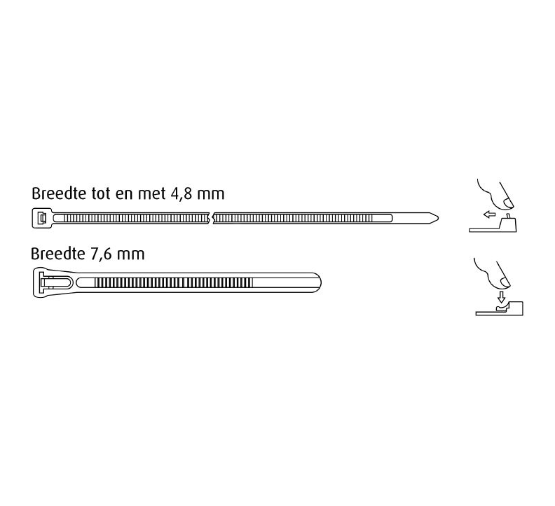 Miniatuur van WKK tie wraps 4.8x300mm (UVbestendig) hersluitbaar zwart - per 100 stuks (118196071)